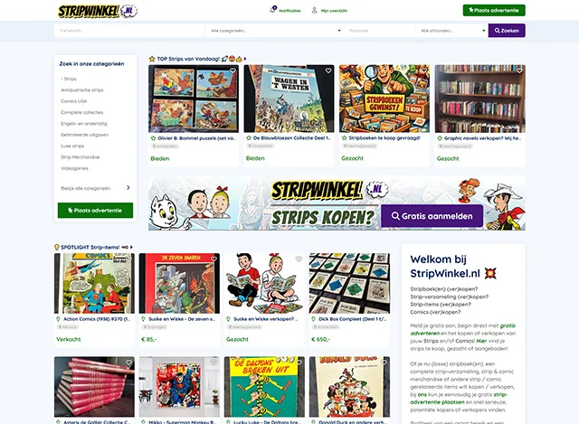 Online veiling platform voor stripboeken